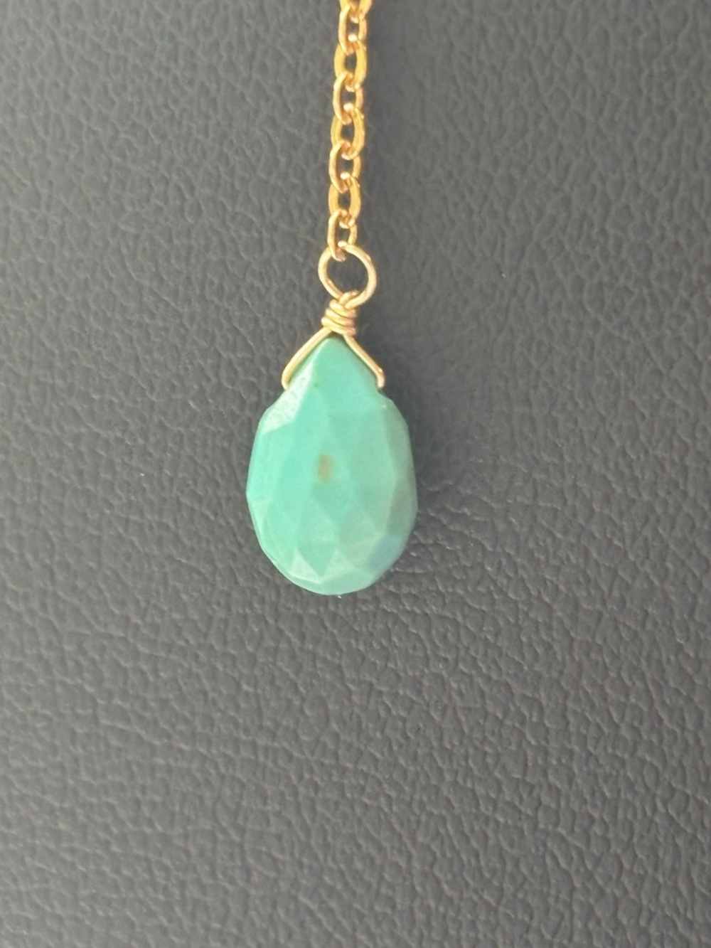 Gold Plated Lariat Necklace Turquoise Teardrop Pendant Y Necklace Layered Boho - Picture 4 of 16